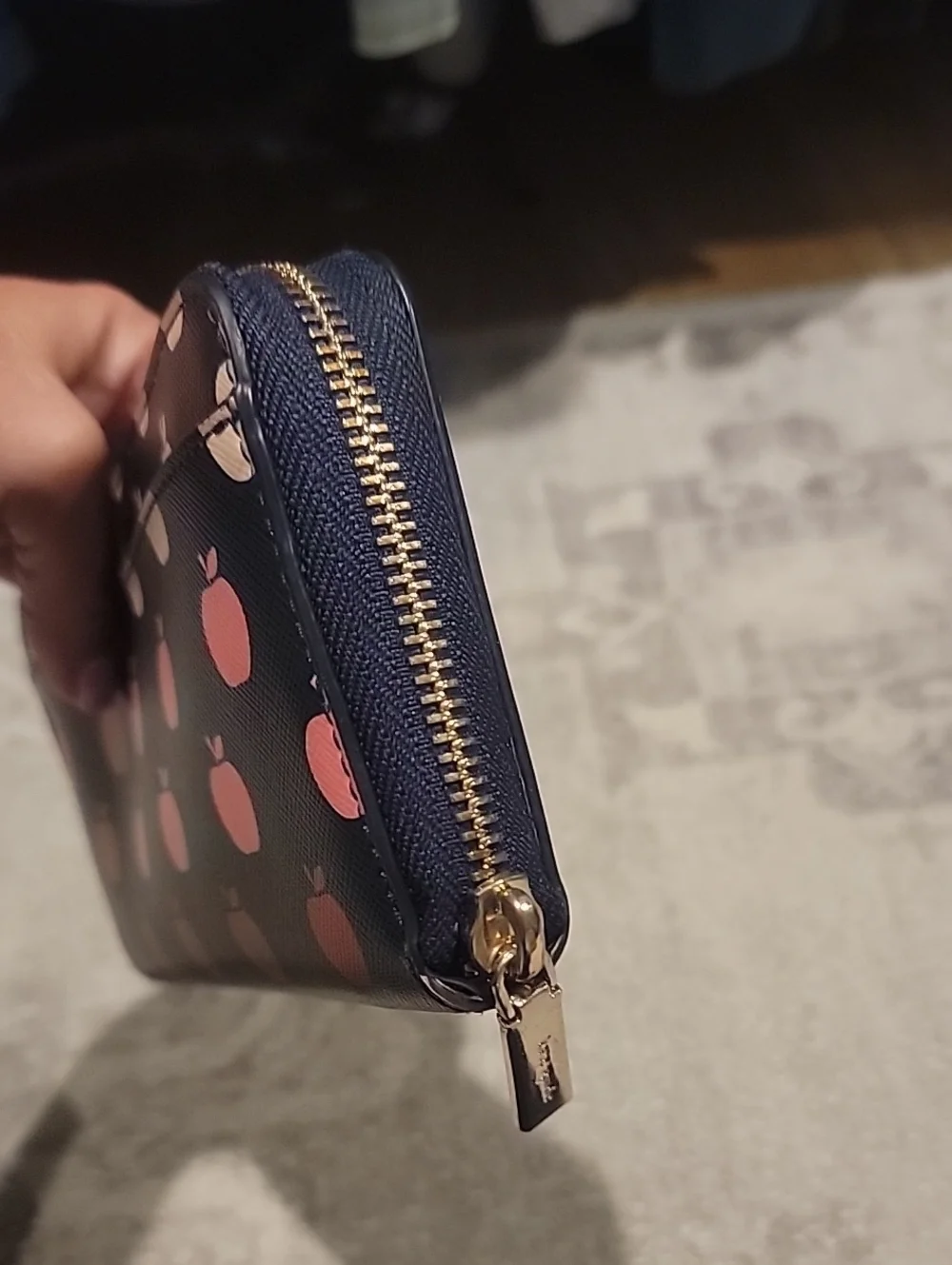 kate spade Leather Large Continental Wallet with Red & Pink Apple Print